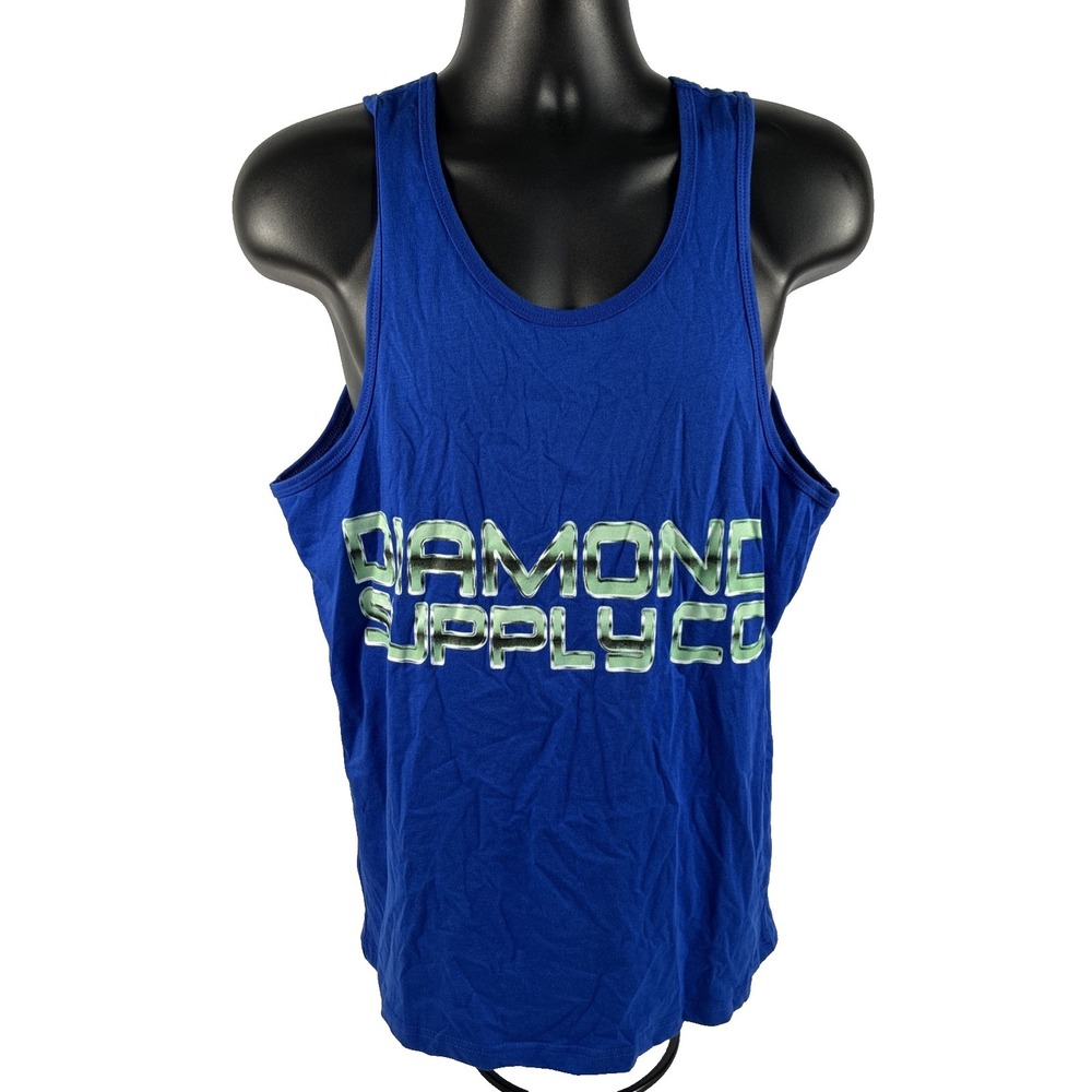 New Mens Diamond Supply Company Tank‎ Top Size Medium NWOT Blue Double Sided